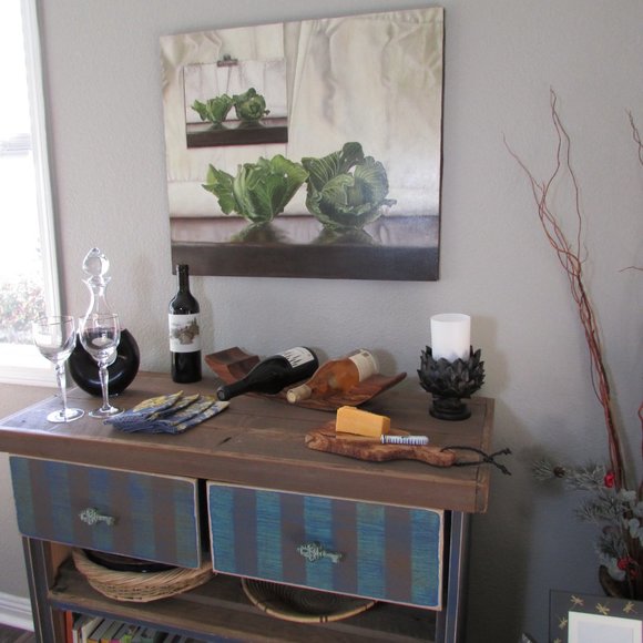 Hand Crafted Burl Wood Cutting Board with Braided Leather Strap - Picture 2 of 6